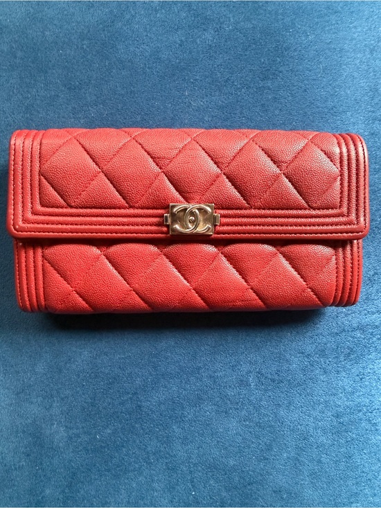 CHANEL Handbags - Authentic CHANEL Boy Continental Wallet Red Caviar Leather Ruthenium Hardware
